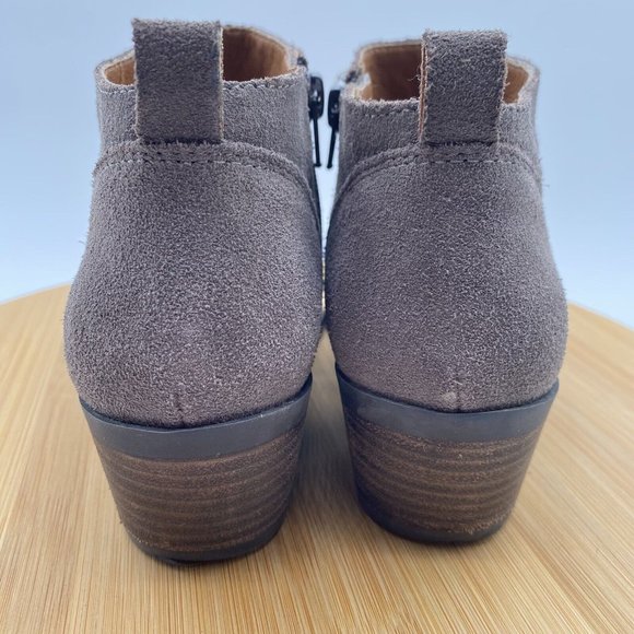 Lucky Brand Womens Shoes 7.5 Beige Taupe Suede Zip Side Ankle Boots Bohemian - Picture 5 of 9